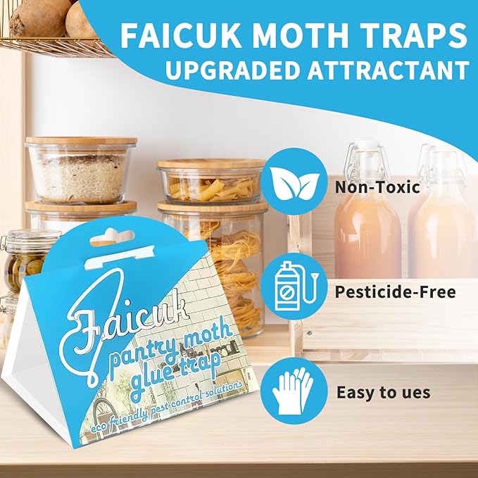 Faicuk Pantry Moth Traps with Pheromone Attractant for Home, Kitchen, and Storeroom Odorless