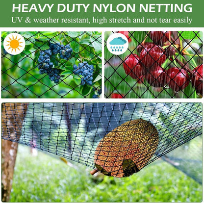 Bird Netting 25x25 Ft, 1 in Mesh Heavy Garden Protection Net, Reusable Deer Net for Protect Fruit