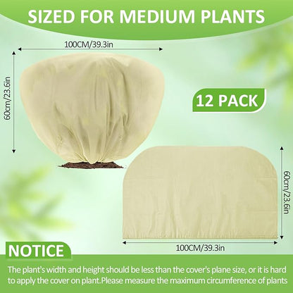 12 Pcs Winter Plant Covers Freeze Protection 39.4x23.6 Inch Horizontal Shrub Tree Rose Plant