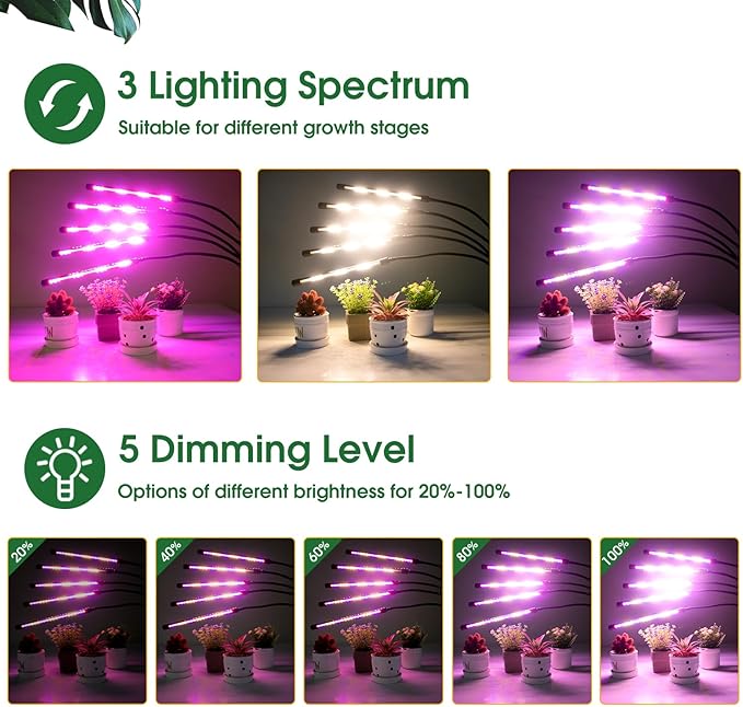 Wolezek Grow Lights for Indoor Plants, 100 LEDs Full Spectrum Plant Lights for Indoor Growing with