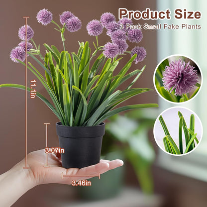 3 Pack Fake Small Plant in Pot Artificial Potted Flowers for Home Decor Fake Flower Plant Greenery