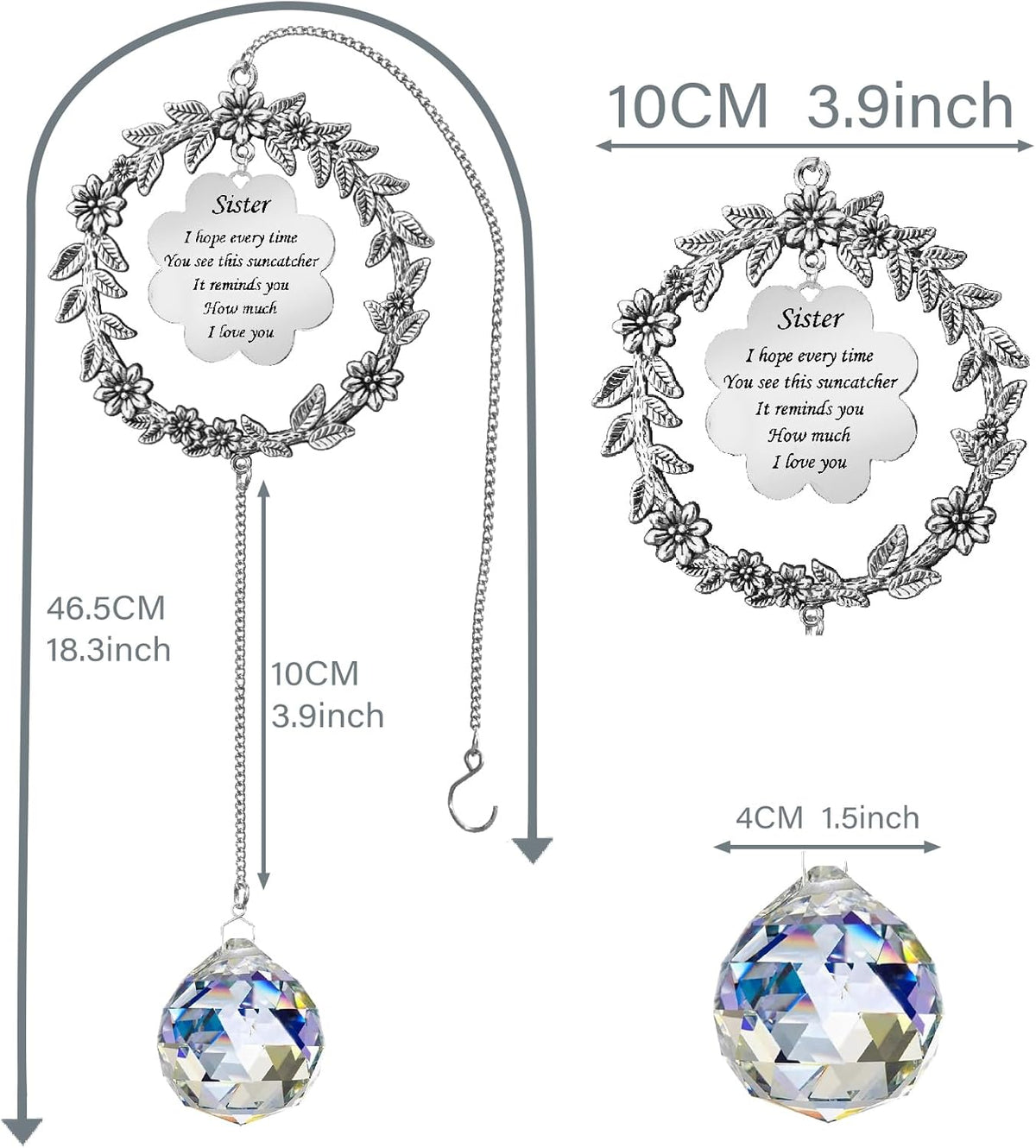 Birthday Sisters Gifts from Sister Brother, Christmas, Birthday, Valentines Day, Suncatcher Gifts