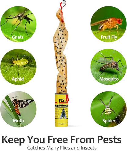 Fly Traps for Indoors Outdoor, Fly Paper Strips Sticky Hanging, Fruit Fly Strips,Fly Tape Catcher