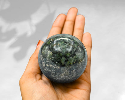 Amazing Gemstone Green Jade Crystal Ball with Stand - 2 Inches Crystal Sphere Meditation Balls for
