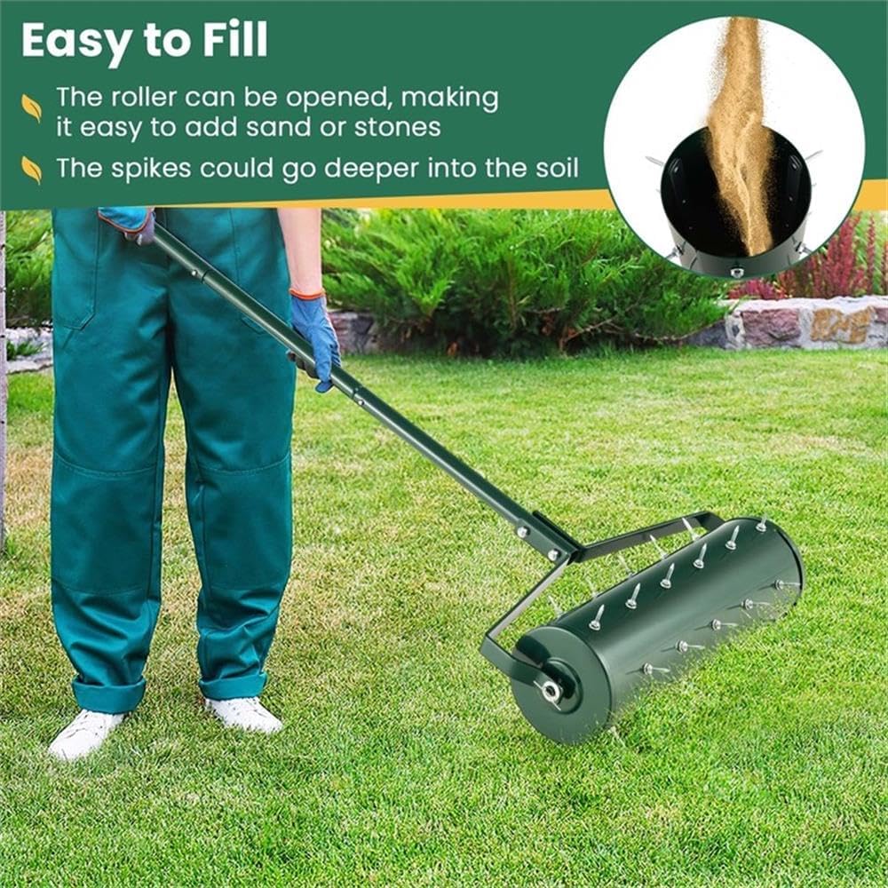 Pemberly Row 21 inch Manual Lawn Aerator Heavy Duty Grass Tool Green