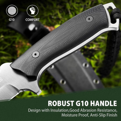 NedFoss Kukri Knife, Full Tang Hunting Knife with Sheath, 6" AUS-8 Steel Fixed Blade, 0.23"