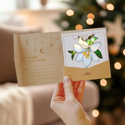 White Lily Flower Acrylic Suncatcher Stained Glass Effect Window Car Hanging Christmas Ornament
