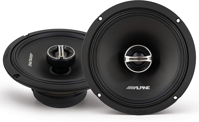 Alpine DM-65-G 6.5-Inch 2-Way Coaxial Speakers with Grille Bundle, 4 Speakers