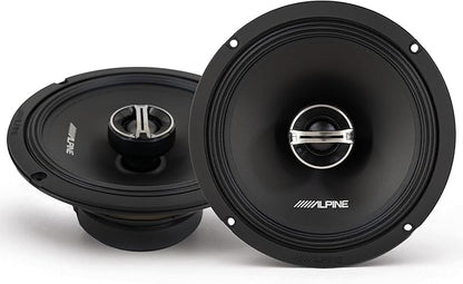 Alpine DM-65-G 6.5-Inch 2-Way Coaxial Speakers with Grille Bundle, 4 Speakers