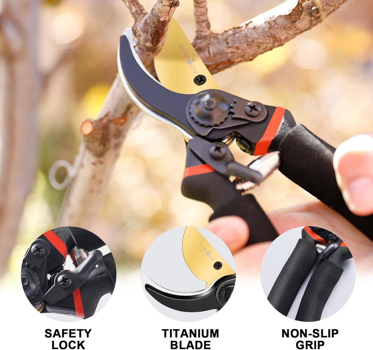 Bypass Pruning Shears Set with Garden Snips and Soil Moisture Meter – Premium Titanium Pruning