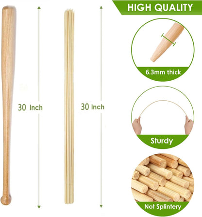125 PCS 2.5FT Bamboo Plant Stakes 6.3mm Thick – 30-Inch Bamboo Sticks for Plants, Tomatoes, Beans