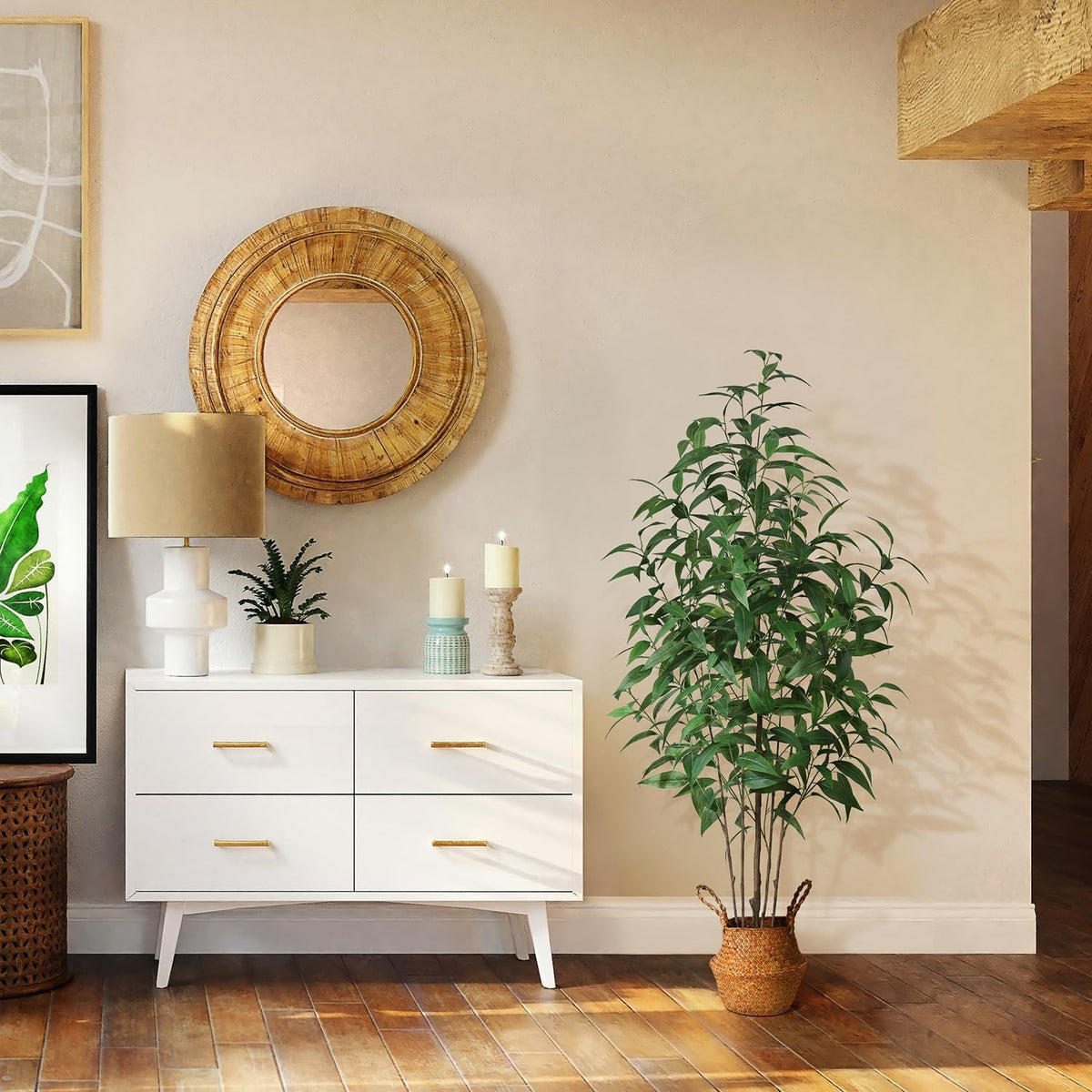 Artificial Eucalyptus Tree,5Ft Tree Fake Plant in Pot for Home and Office Decor,Potted Faux Plants