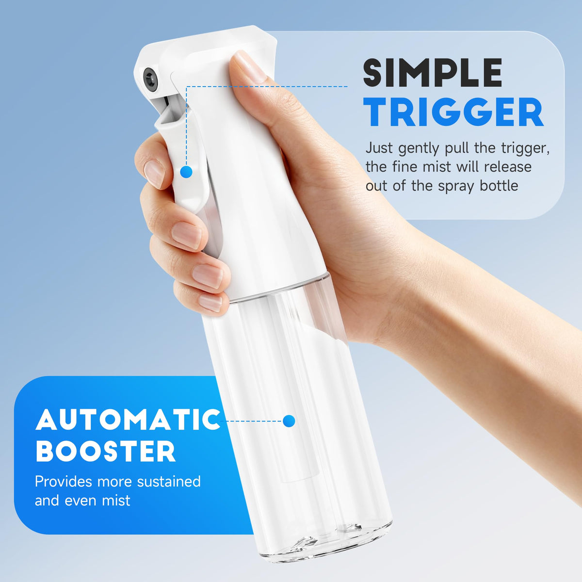 3 Pack Continuous Spray Bottle for Hair, 6.8 OZ Ultra Fine Mister Sprayer