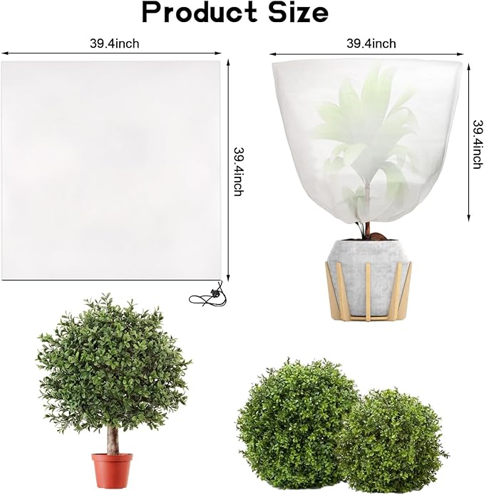 Svepndic 4 PCS Winter Plant Covers Freeze Protection,39X39 Reusable Plant Protector Bag with