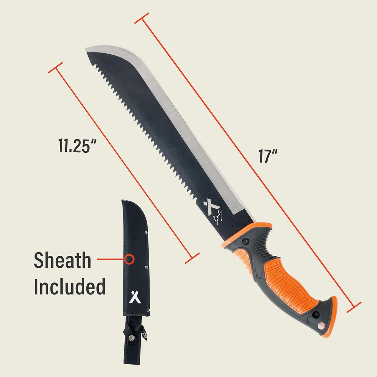 Bear Grylls Survival Machete With Saw - Tactical Machette for Camping, Hunting, Gardening