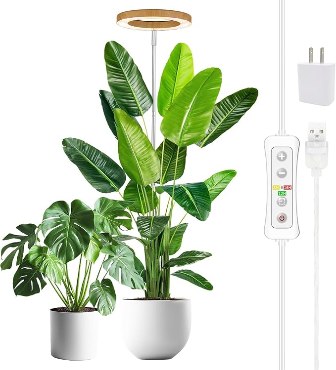 yadoker Plant Grow Light, LED Growing Light Full Spectrum for Indoor Plants,Aluminum Wood Grain
