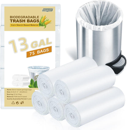 Trash Bags 13+ Gallon Tall-Kitchen - Inwaysin 75 Counts Compostable Garbage Bag Unscented Clear