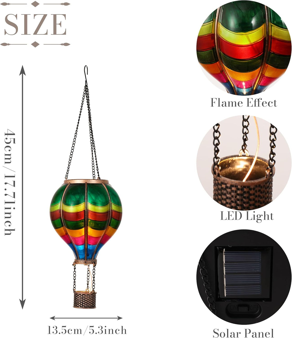 TERESA'S Collections Valentines Day Outdoor Decorations Hot Air Balloon Solar Lantern ,Hanging