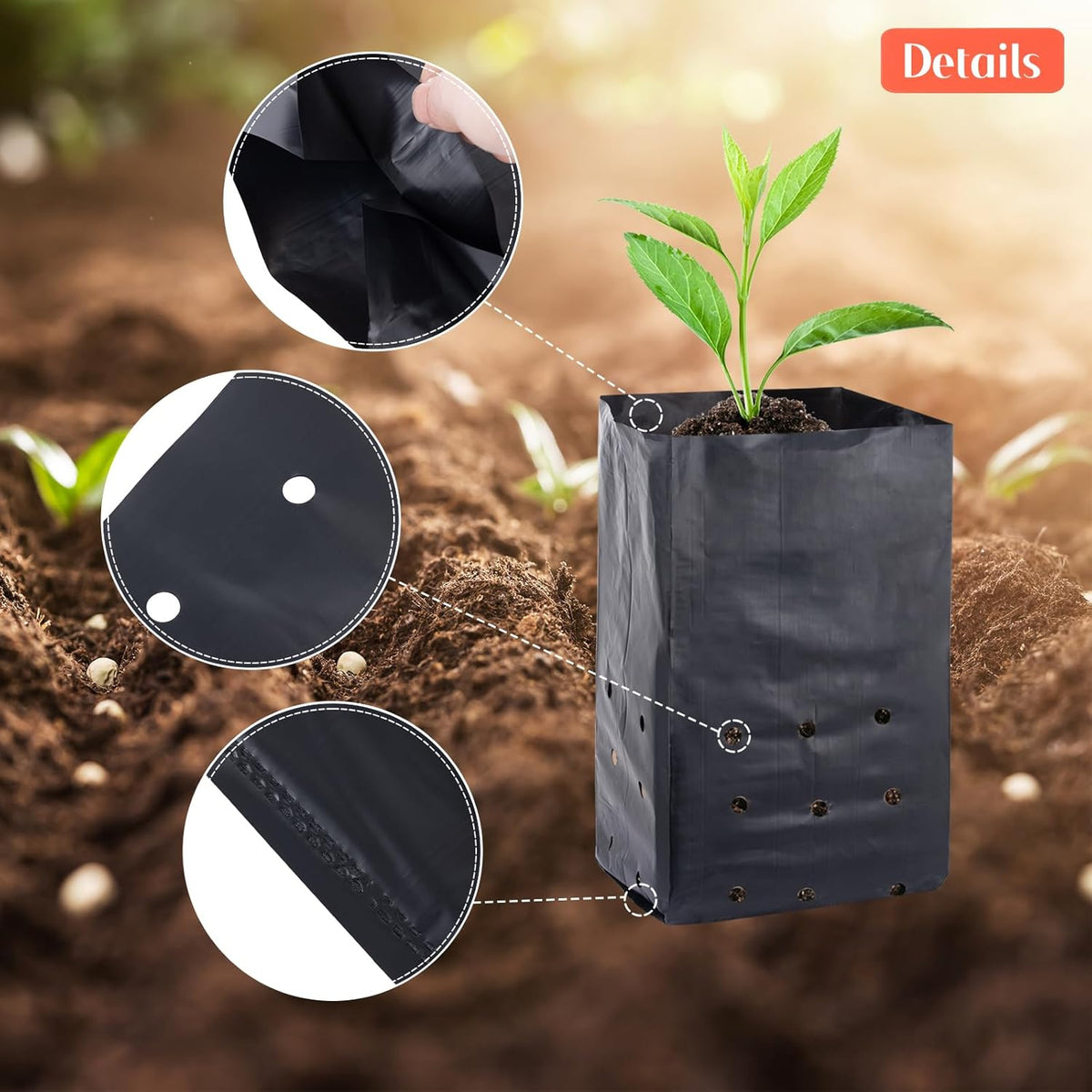 100 Pcs Nursery Growing Bags Seedling Starter Bags with 30 Plant Labels & 2 Mini Watering