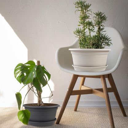 Large Flower Pots Set of 4 Pack 13 inch, Plant Pots Outdoor Planters with Drainage Hole & Tray