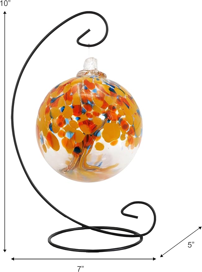 Dale Tiffany AC25005-D4 Rainbow Tree of Life Hand Blown Art Glass Ornament Witch Globe Gazing Ball