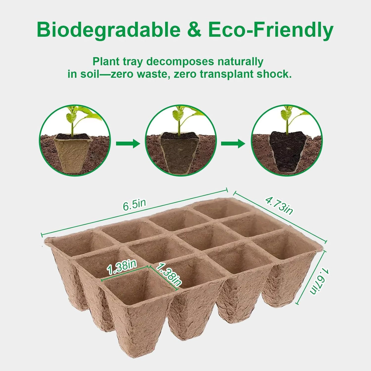 10 Pack Seedling Starter Trays - 120 Cells,Biodegradable Seed Starter Trays for