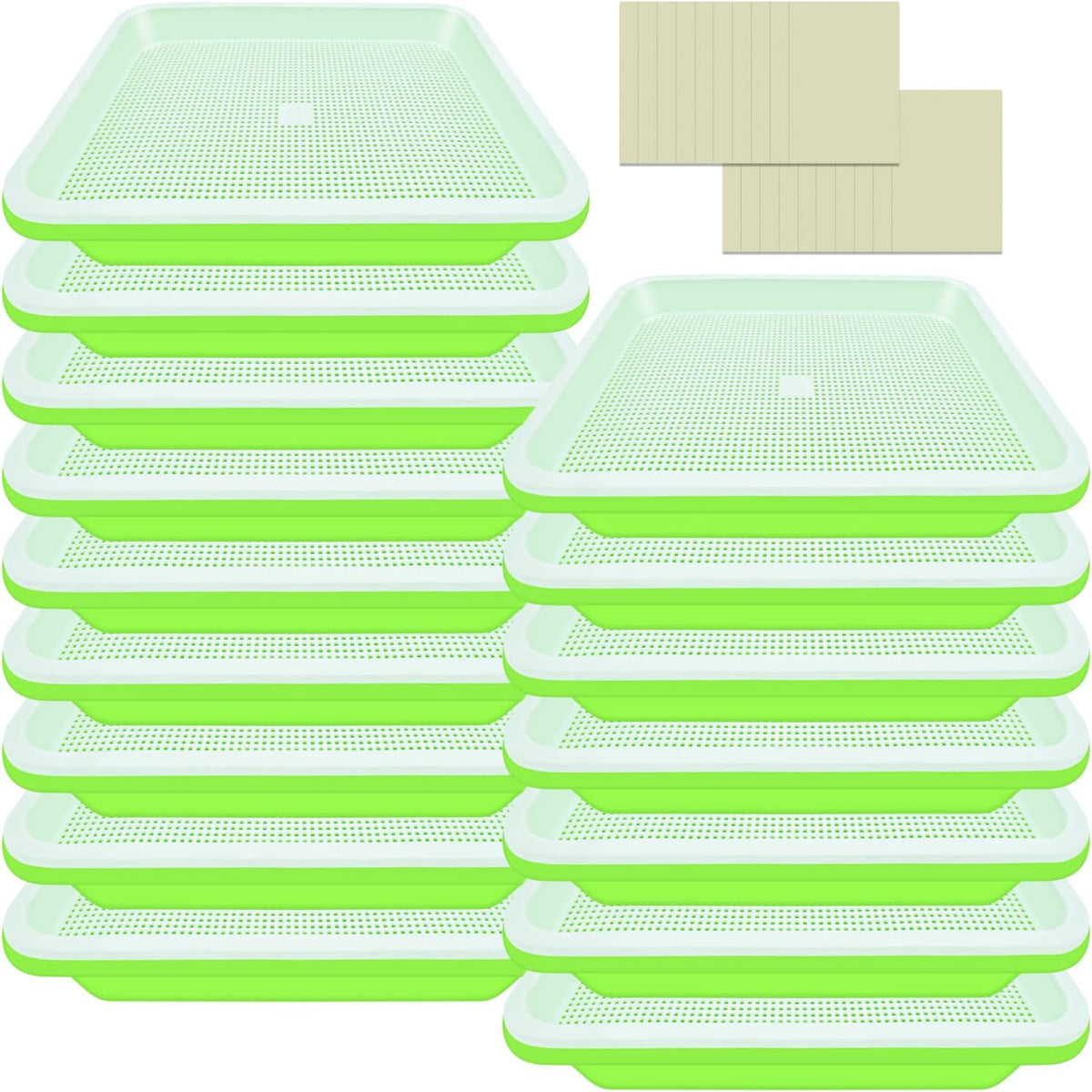 Legigo 16 Pack Green Seed Sprouter Trays- Soil-Free Cultivation Germination Tray, BPA Free Nursery
