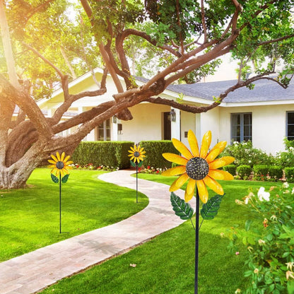 Viveta Sunflower Wind Spinner, 56" Metal Wind Spinner with Stake, Wind Spinners for Yard and Garden
