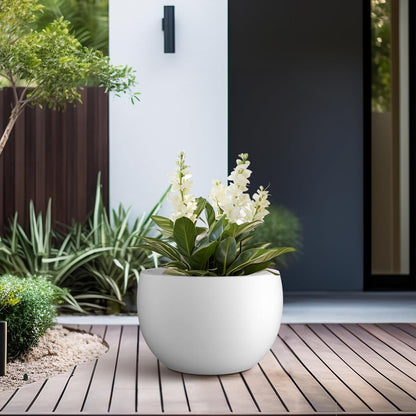 Kante 11.8" Dia Round Concrete Planter, Outdoor/Indoor Large Bowl Plant Pots with Drainage Hole and