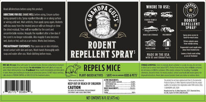 Grandpa Gus's Rodent Repellent Spray, Peppermint & Cinnamon Oil, Prevents Mouse/Rats from Nesting &