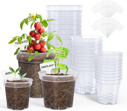 homenote Clear Nursery Pots for Plant,3/4/5 Inch Plant Pot for Planting Plastic Seedling with