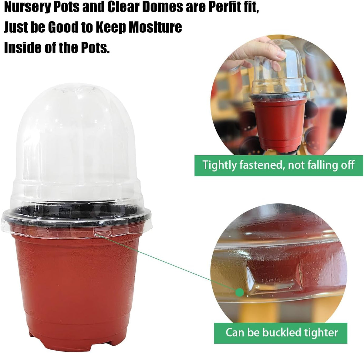 Plant Nursery Pots with Humidity Domes, 50 Sets 4 Inch Soft Nursery Pots Quality Ones (50 Red Pots