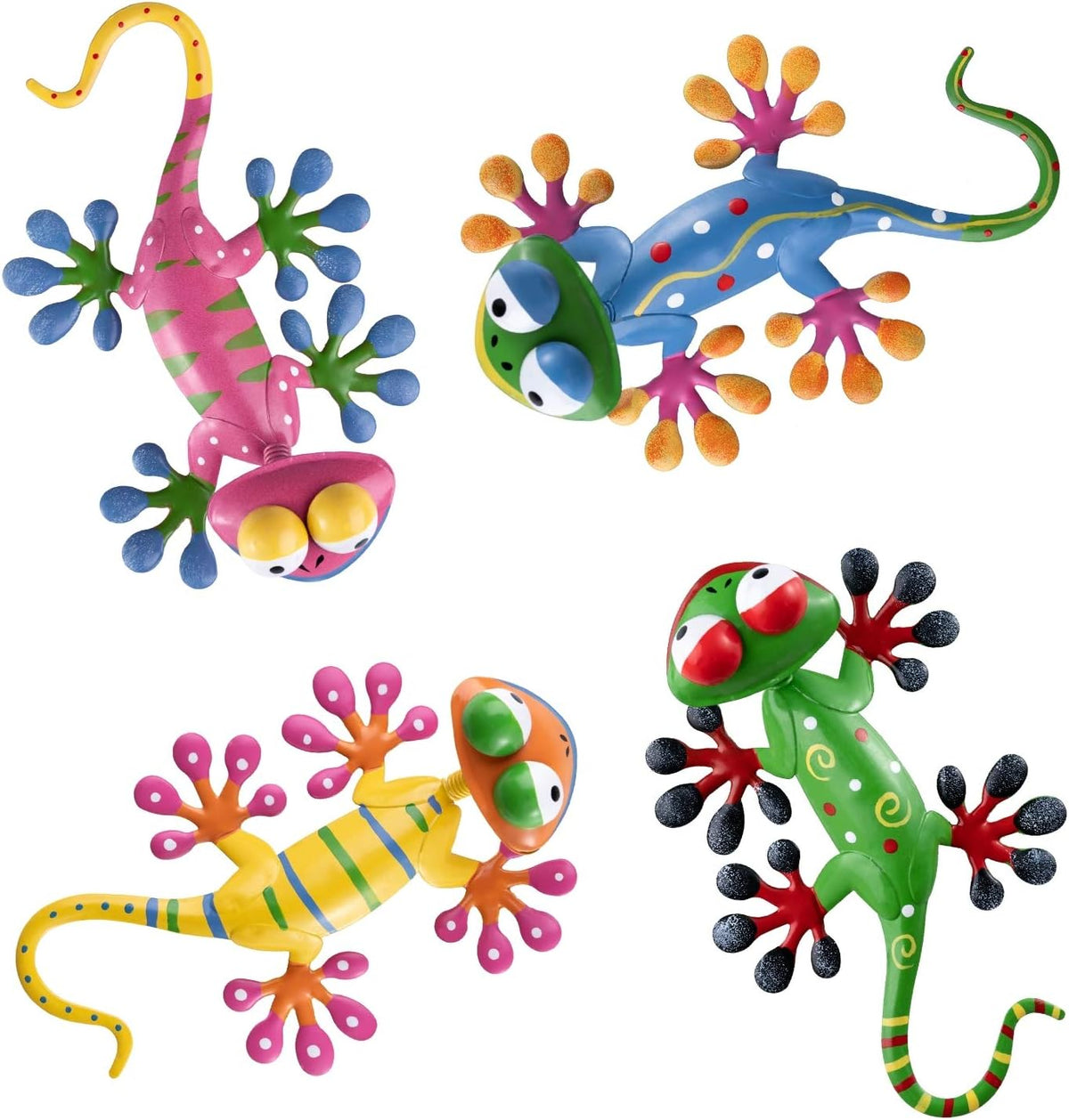 hogardeck Metal Gecko Outdoor Wall Decor, 4 Pack Lizard Art Garden Sculptures & Statues with