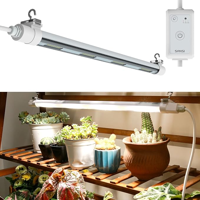 SANSI T8 Grow Lights for Indoor Plants, 2FT 4000K Full Spectrum, 25W (195W Equivalent) LED Grow