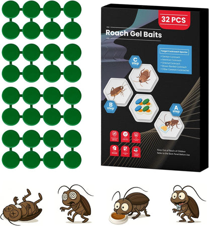 32 Pack Roach Killer Indoor Infestation Roaches Gel Bait Stations, Powerful Cockroach Killer Indoor
