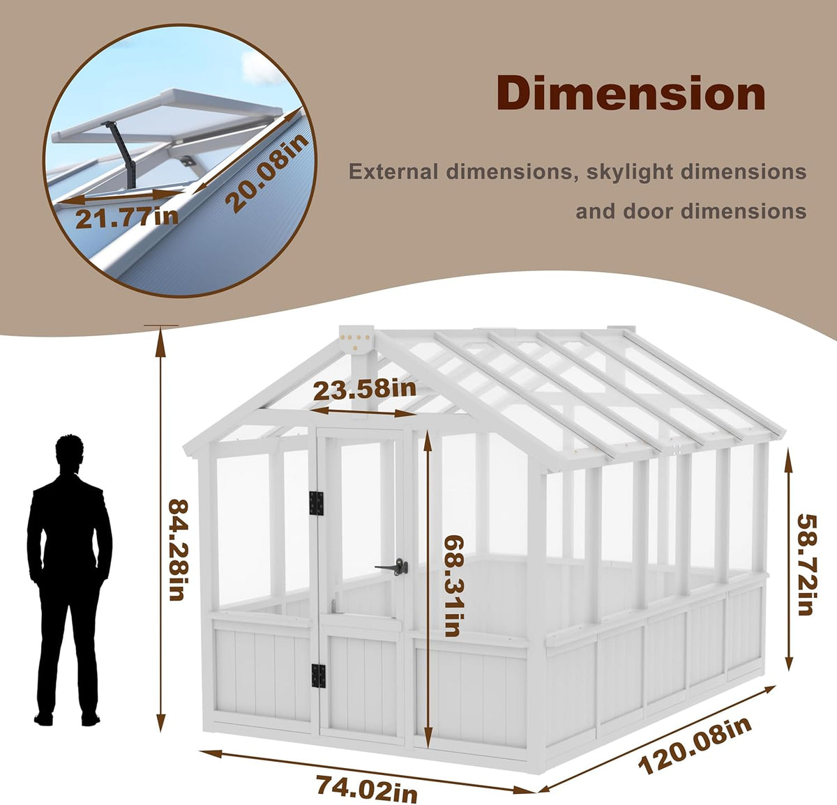 MUPATER 6 × 10 FT Cedar Wood Greenhouse for Outdoors, Outdoor Greenhouse With Polycarbonate Panels