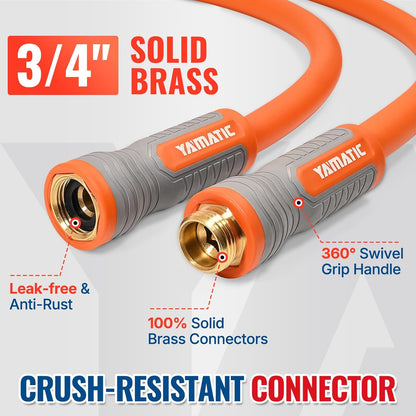 YAMATIC Heavy Duty Garden Hose 5/8 in x 60 ft with Swivel Fitting, Super Flexible Water Hose