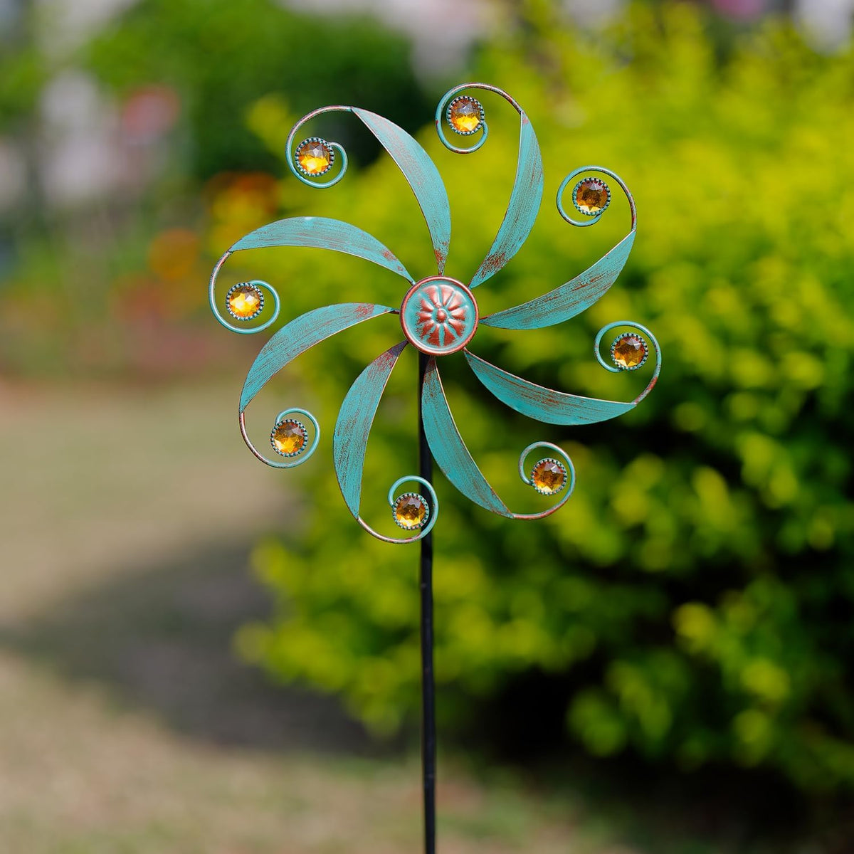 Stargarden Wind Spinner, Metal Outdoor Wind Sculptures & Spinners, Small Garden Pinwheels for Yard