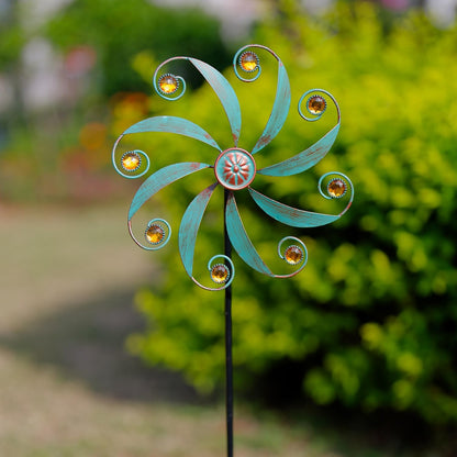 Stargarden Wind Spinner, Metal Outdoor Wind Sculptures & Spinners, Small Garden Pinwheels for Yard