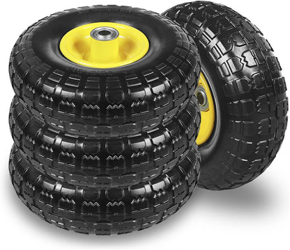 10 Inch Soild Rubber Dolly Tire Wheels, 4.10/3.50-4" Tire and Wheel Flat Free for Garden Carts