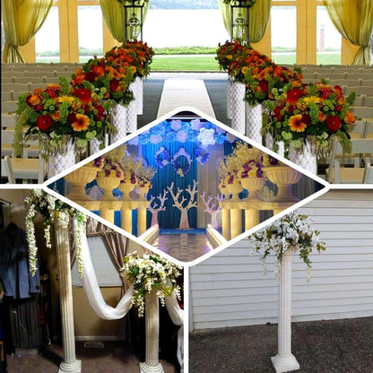 Efavormart 4 Pack 36" Tall White PVC Height Adjustable Empirical Roman Inspired Pedestal Column
