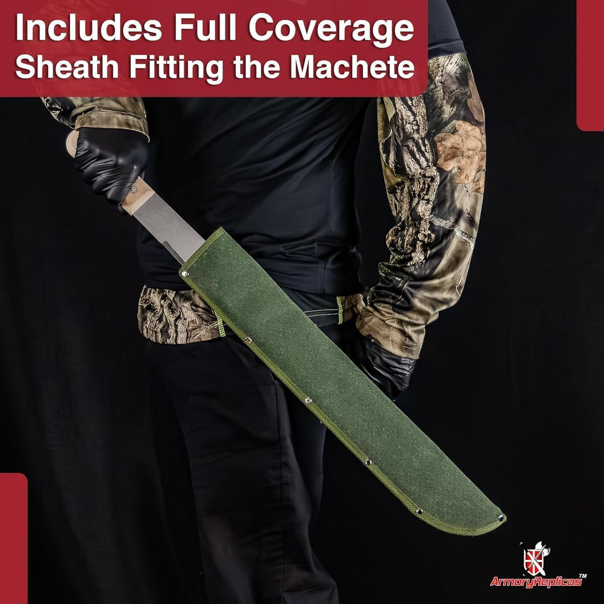 Armory Replicas Full Tang Machete Knife - Multipurpose Outdoor Camping Tool