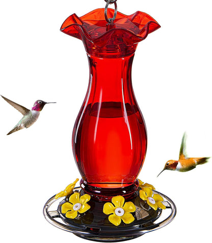 Hummingbird Feeder for Outdoors Hanging, 18 OZ Humming Birds Feeders with 6 Bee Guard Feeding Ports