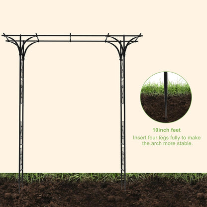 OUSHENG 7FT Garden Arch Arbor, Steel Frame Stand Trellis for Climbing Plants, Outdoor Archway Gate