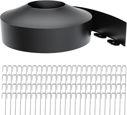 Landscape Edging 4 Inch Tall 80FT with 100Pcs Metal Spikes, Plastic Garden Edging Border Landscape