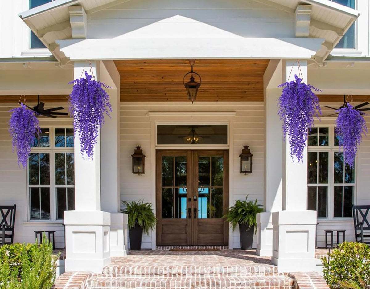 RECUTMS Artificial Hanging Plants Fake Plants Greenery Vines Aritificial Plants Eucalyptus Purple