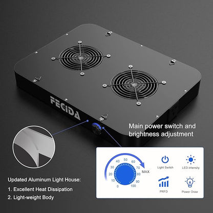 FECiDA Dimmable LED Grow Light 24000 Lumen 260 Watt, 2024 Best 3x3 2x4 ft Grow Tent Light, UV-IR