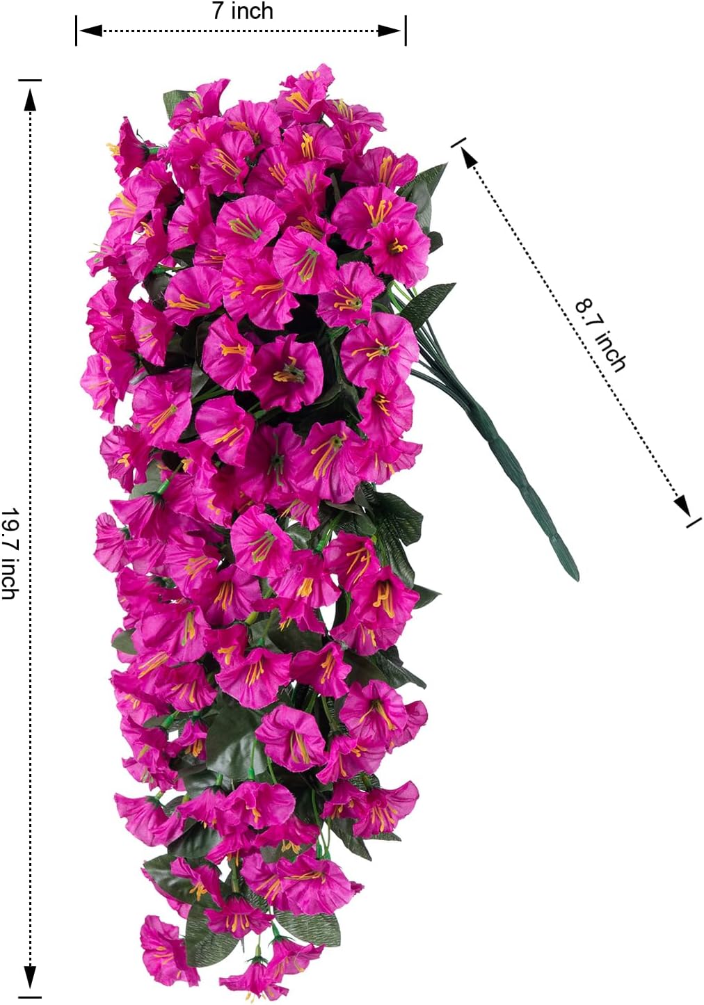 Artificial Fake Hanging Flowers Plants for Outdoor Outside Decoration, 2PCS Faux Silk UV Resistant
