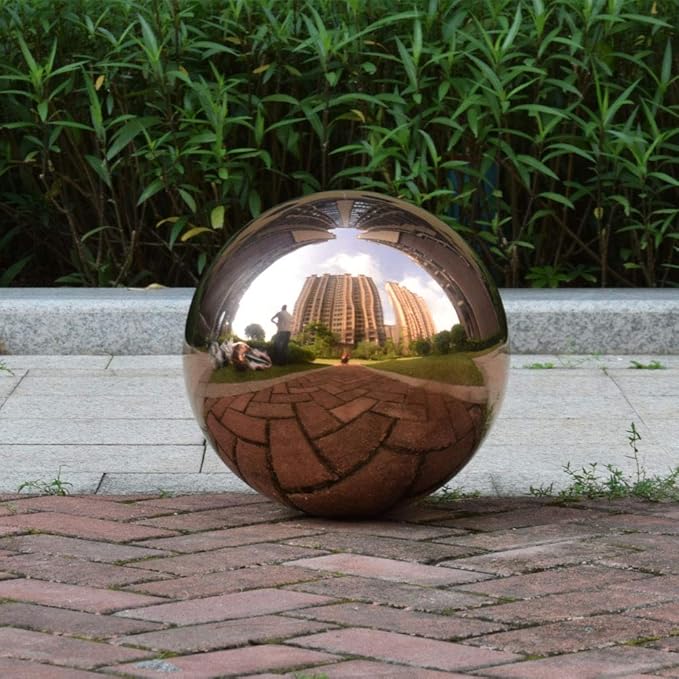 15 cm/6 inch Diameter Gazing Globe Mirror Ball,Rose Gold Stainless Steel Polished Reflective Smooth