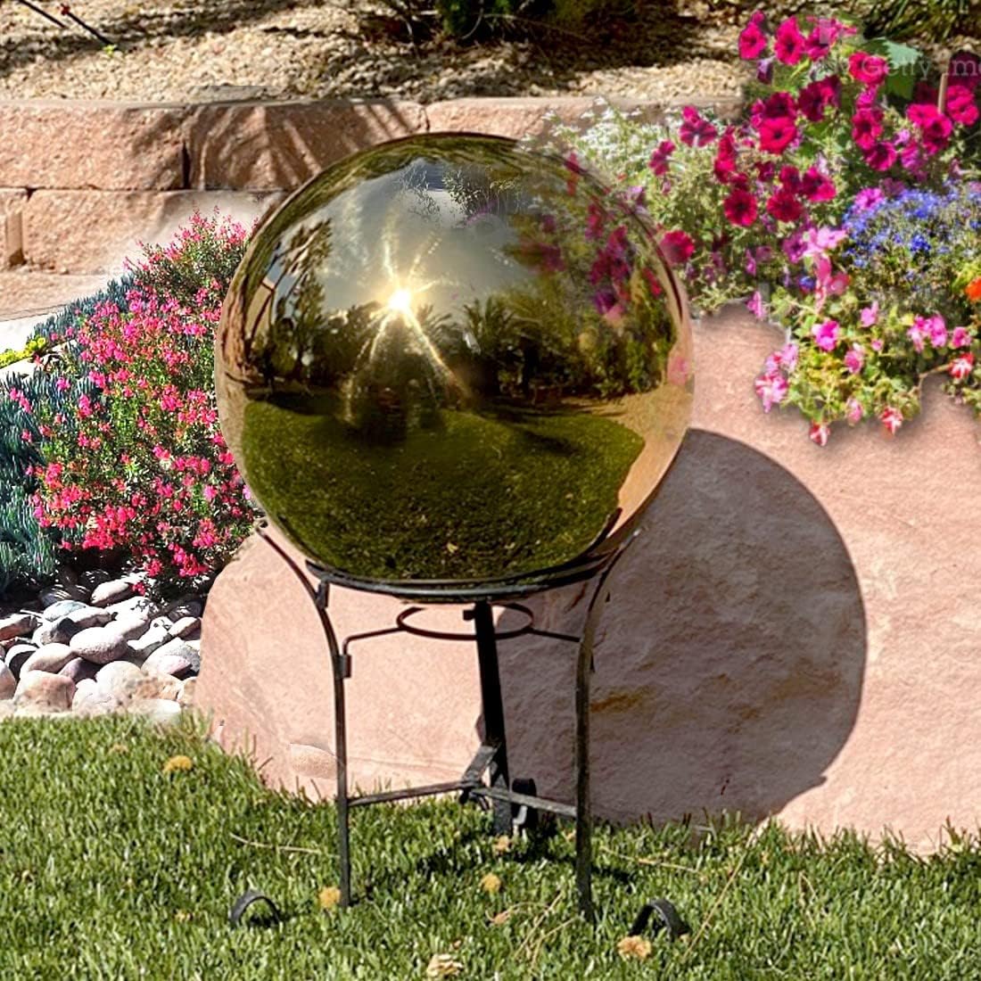 Lily's Home Stainless Steel Gazing Globe Mirror Ball, Colorful and Shiny Addition to Any Garden or